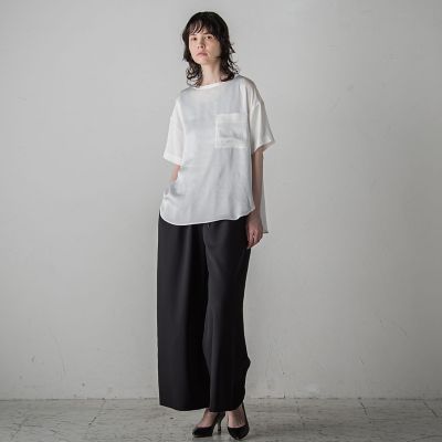 胸ポケットサテンヴィンテージブラウス≪手洗い可能≫