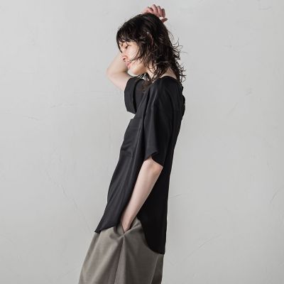 胸ポケットサテンヴィンテージブラウス≪手洗い可能≫