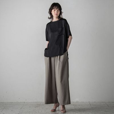 胸ポケットサテンヴィンテージブラウス≪手洗い可能≫