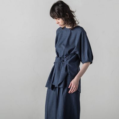 麻調シャンブレーブラウス≪洗濯機で洗える／吸水速乾／ＵＶカット≫