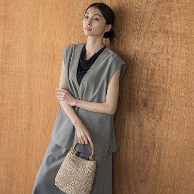 ＜la.f...（Women）＞【ＷＥＢ限定】リネンライクベスト≪セットアップ対応／洗濯機で洗える≫