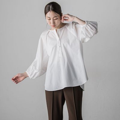 ボリューム袖タフタブラウス≪洗濯機で洗える／セットアップ対応≫