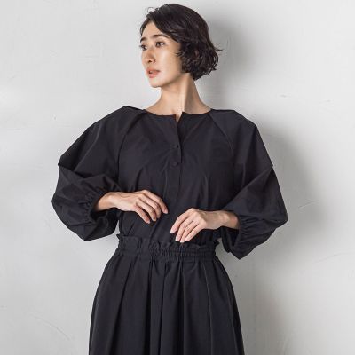 ボリューム袖タフタブラウス≪洗濯機で洗える／セットアップ対応≫