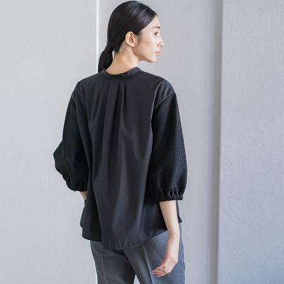 袖レースブラウス≪洗濯機で洗える／防シワ／接触冷感／紫外線防止≫