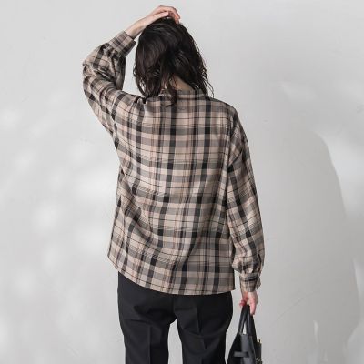 ドロストペプラムチェックブラウス≪洗濯機で洗える≫