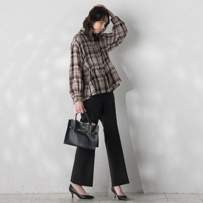 ドロストペプラムチェックブラウス≪洗濯機で洗える≫
