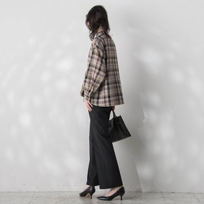 ドロストペプラムチェックブラウス≪洗濯機で洗える≫