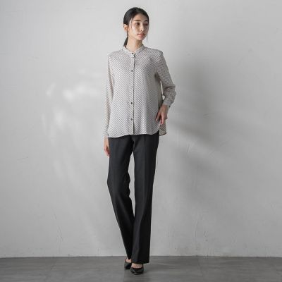 WEB限定】バックサテンアムンゼンプリントブラウス≪洗濯機で