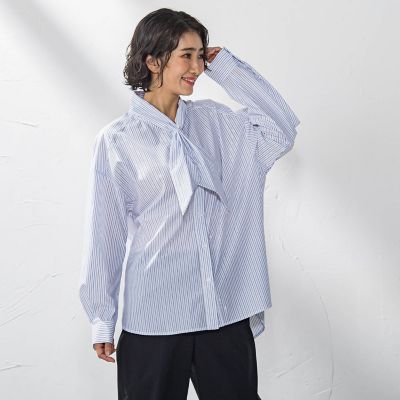 WEB限定】ストライプブラウス≪洗濯機で洗える≫ | la.f