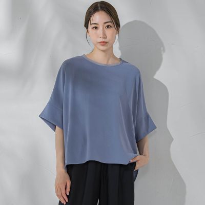 ハイストレッチカットソーブラウス≪洗濯機で洗える≫