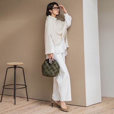 biyori／極】”こなれ袖がポイント”バンドカラーシャツ | la.f