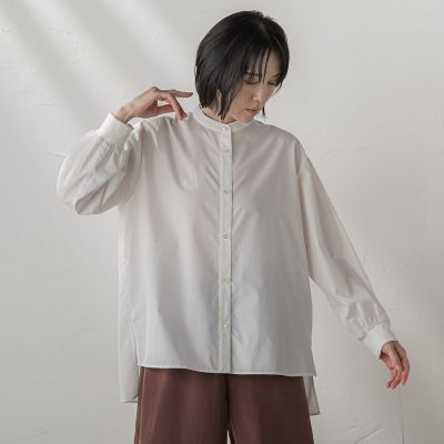 biyori／極】”こなれ袖がポイント”バンドカラーシャツ | la.f