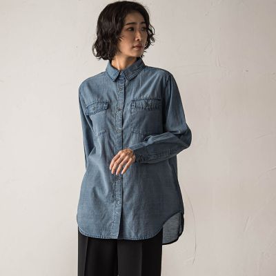 ＜la.f...（Women）＞【ｂｉｙｏｒｉ】シアーデニムシャツ≪手洗い可能≫