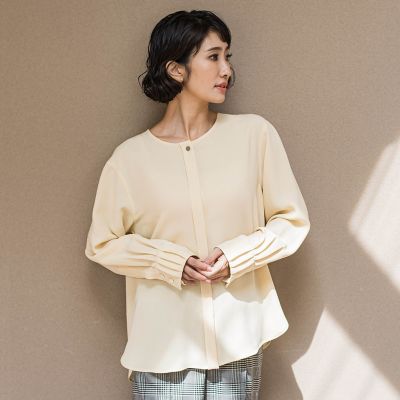 la.f...（Women）/ラ エフ メランジツイルノーカラーブラウス&#8810;洗濯機で洗える&#8811; 08イエロー トップス【三越伊勢丹/公式】