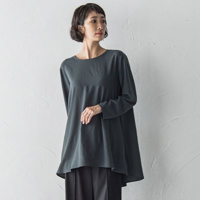 la.f...（Women）/ラ エフ "Tシャツ感覚で着られる"ジョーゼットブラウス&#8810;洗濯機で洗える&#8811; 20チャコールグレー トップス【三越伊勢丹/公式】