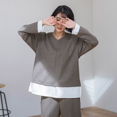 ピクシエスタVネックブラウス≪洗濯機で洗える≫ | la.f... (Women 