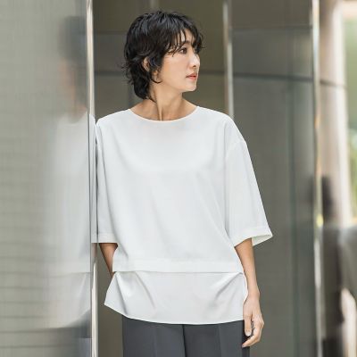 ＜la.f...（Women）＞【選べるＳＥＴＵＰ】ＳＵＺＵＳＡＬＡ裾切り替えブラウス