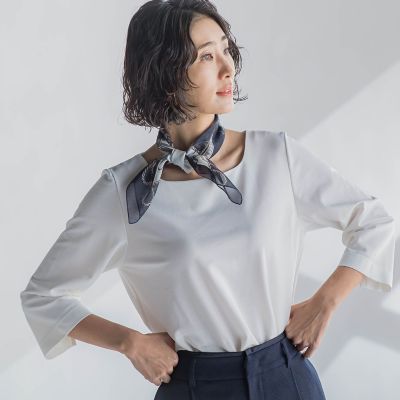 ♦︎フミカウチダ【S】シアーシャツ 抜襟 テールカット 日本製 シルク 