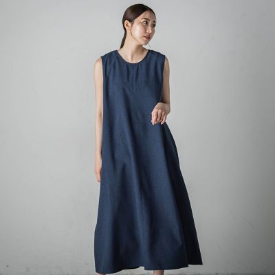【大きいサイズ】麻調シャンブレーワンピース≪洗濯機で洗える／吸水速乾／ＵＶカット≫