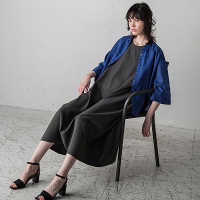 【大きいサイズ】麻調シャンブレーワンピース≪洗濯機で洗える／吸水速乾／ＵＶカット≫