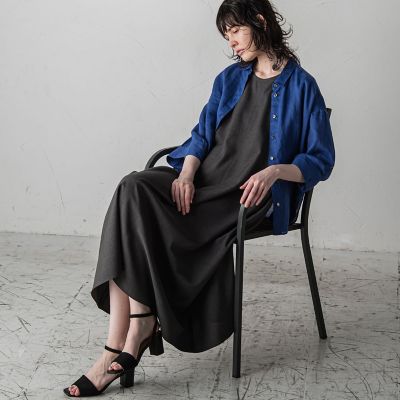 【大きいサイズ】麻調シャンブレーワンピース≪洗濯機で洗える／吸水速乾／ＵＶカット≫