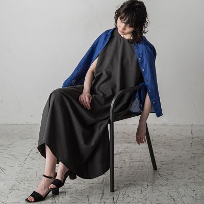 【大きいサイズ】麻調シャンブレーワンピース≪洗濯機で洗える／吸水速乾／ＵＶカット≫