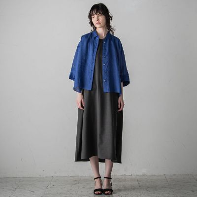 【大きいサイズ】麻調シャンブレーワンピース≪洗濯機で洗える／吸水速乾／ＵＶカット≫