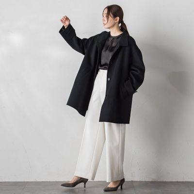 【大きいサイズ／カタログ掲載】両面シャルムリバーミドル丈コート