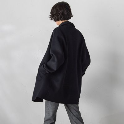 【大きいサイズ／カタログ掲載】両面シャルムリバーミドル丈コート