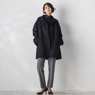 【大きいサイズ／カタログ掲載】両面シャルムリバーミドル丈コート