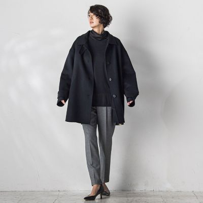 【大きいサイズ／カタログ掲載】両面シャルムリバーミドル丈コート