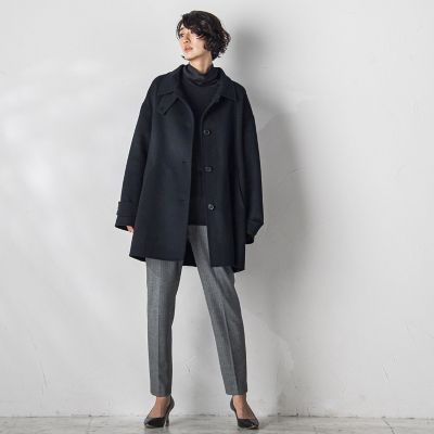 【大きいサイズ／カタログ掲載】両面シャルムリバーミドル丈コート