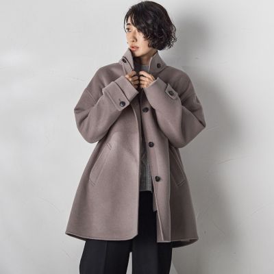 【大きいサイズ／カタログ掲載】両面シャルムリバーミドル丈コート
