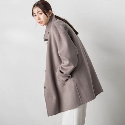 【大きいサイズ／カタログ掲載】両面シャルムリバーミドル丈コート
