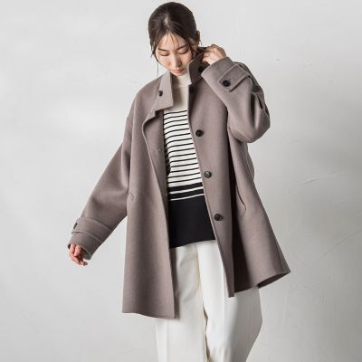 【大きいサイズ／カタログ掲載】両面シャルムリバーミドル丈コート