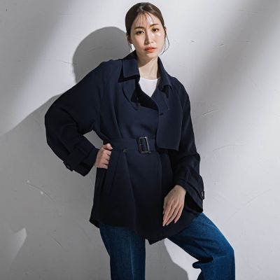 大きいサイズ】ショートトレンチコート≪手洗い可能≫ | la.f