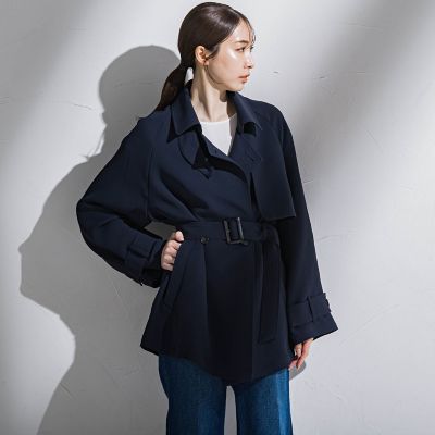 ＊タグ付き新品未使用＊23区大きいサイズ ショートトレンチコート44 大きいサイズ】ショートトレンチコート≪手洗い可能≫ | la.f
