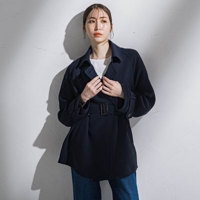大きいサイズ】ショートトレンチコート≪手洗い可能≫ | la.f