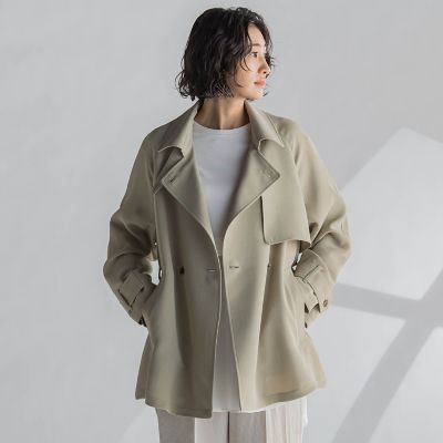 la.f...（Women/大きいサイズ）/ラ　エフ L （大きいサイズ） 【大きいサイズ】ショートトレンチコート≪手洗い可能≫