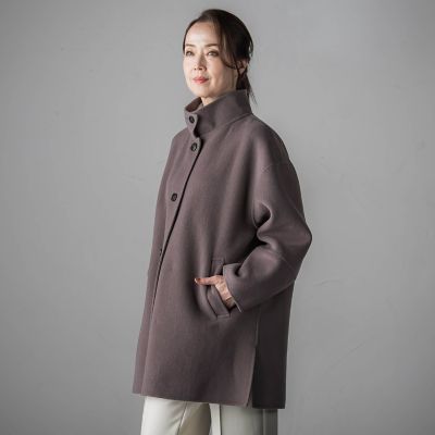 大きいサイズ】”軽さと贅沢なぬくもり”スタンドカラーリバーコート