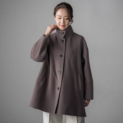 大きいサイズ】”軽さと贅沢なぬくもり”スタンドカラーリバーコート