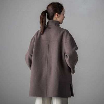 大きいサイズ】”軽さと贅沢なぬくもり”スタンドカラーリバーコート