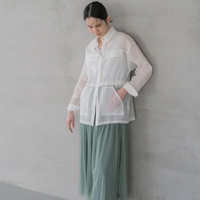 【大きいサイズ】シアーシャツジャケット≪洗濯機で洗える≫