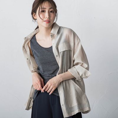 【大きいサイズ】シアーシャツジャケット≪洗濯機で洗える≫