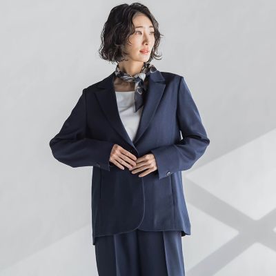 la.f...（Women/大きいサイズ）/ラ　エフ L （大きいサイズ） 【大きいサイズ】麻調テーラードジャケット≪手洗い可能≫