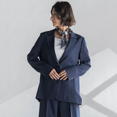 【大きいサイズ】麻調テーラードジャケット≪手洗い可能≫