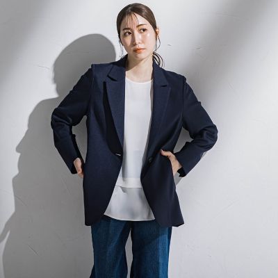 【大きいサイズ】麻調テーラードジャケット≪手洗い可能≫