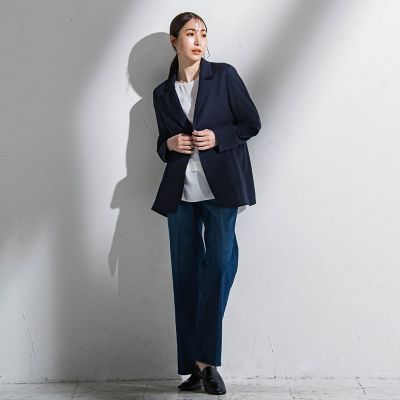 【大きいサイズ】麻調テーラードジャケット≪手洗い可能≫