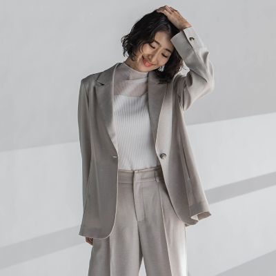 【大きいサイズ】麻調テーラードジャケット≪手洗い可能≫