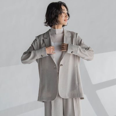 【大きいサイズ】麻調テーラードジャケット≪手洗い可能≫
